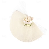 economico Fascinatori-Fascinator Carta pura Matrimonio Compleanno Vintage Carino Retrò Con Fiore Tulle Copricapo Copricapo