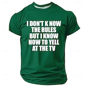  Мужская футболка с надписью «Я не знаю правил, но знаю, как кричать на телевизор», футболка черного цвета с графическим принтом, круглый вырез, футбольный турнир, дизайнерская одежда, размеры S M L XL