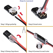 abordables Bases de lámparas y conectores-Conector de enchufe de doble cable con hebilla de bloqueo, conectores rápidos de cable con bloqueo ignífugo, adecuados para reparaciones de emergencia, cableado doméstico y automotriz, fáciles de
