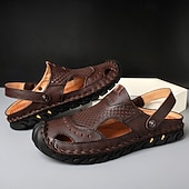 economico Sandali casual-sandali estivi traforati in similpelle da uomo – cinturino regolabile, comfort traspirante leggero, calzature casual versatili per spiaggia, viaggi, resort e tempo libero all'aria aperta