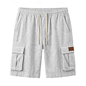 preiswerte Klassiker-Herren Shorts Leinenshorts Sommershorts Strandshorts Kordelzug Elastischer Bund Mehrere Taschen Einfach Komfort Atmungsaktiv Knielang Täglich Outdoor Ferien Urlaub Mode Schwarz Grün Unelastisch
