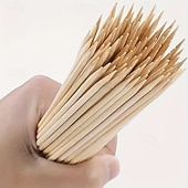 baratos Grills &amp; Outdoor Cooking-Conjunto de 500 espetos descartáveis de bambu com 3 mm de espessura para churrasco, ideais para uso doméstico, piqueniques e churrascos ao ar livre. Perfeitos para frango, espetinhos fritos, linguiças