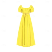 preiswerte Kleid-Retro Vintage Mittelalterlich Renaissance Knöchellänge Kleid Ballkleid Kleid im Regency-Stil Kurze Ärmel Prinzessin Dame Einfarbig Quadrathals Kostüm Damen königlich Halloween Karneval Leistung