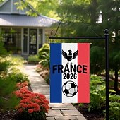 baratos Bandeiras de Jardim, Banner-Bandeira de jardim da seleção francesa de futebol para 2026, com design tricolor, emblema de galo e bola de futebol, decoração perfeita para áreas externas para fãs do futebol francês.