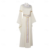 voordelige Jurk-Set Vintage Middeleeuws Renaissance Jurken met accessoires Lange Mouwen Prinses Fee Kostuum Dames Fantasie Halloween Carnaval Renaissance beurs LARP Volwassenen Kleding