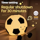 billige Nursery Night Lights-Fotball myk silikonkranlampe, øyevennlig LED-lampe med 30-minutters timer, 3 justerbare lysstyrkenivåer, USB-oppladbar nattlampe til soverom, nattbord, fotballfan, guttegave, sportsdekor