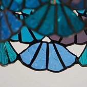 baratos Montagem Embutida &amp; Montagem Semi Embutida-Luminária de teto retrô com vitral azul cilíndrico em vidro com padrão de água, ideal para ilha de cozinha. Luminária de teto vintage ajustável em latão.