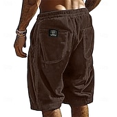  Męskie Szorty Szorty na co dzień Sztruksowe szorty Kieszeń Elastyczny pas Równina Oddychający Do kolan Na zewnątrz Urlop Dzienne zużycie Urlop Moda Czarny Biały Średnio elastyczny