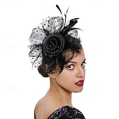 cheap Fascinators-Fascinators Net Wedding Birthday Vintage Cute With Feather Tulle Headpiece Headwear
