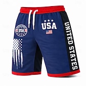 Χαμηλού Κόστους Πατριωτικά 250 Σορτς-Ανδρικά 4η Ιουλίου 250ή επέτειος των ΗΠΑ Αμερικάνικη σημαία Σορτς ιδρώτα Σορτς παραλίας Σορτς Terry Μεσαία Μέση Πατριωτικό Αργίες 3D εκτύπωση Ελαστική μέση με κορδόνι Σχεδιαστής Ρούχα