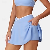 tanie Spódnice i szorty damskie-Damskie Solidne kolory Spódnica casualowa Spódnice tenisowe z szortami Spódnica sportowa Kieszeń Wysoka talia Elastyczny Odvádí pot Oddychający Bransoletka tenisowa Golf Pikle Spódnica Czarny Biały