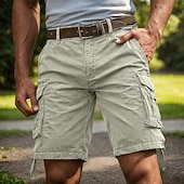 preiswerte Klassiker-Herren Cargohose Cargohosen Cargo-Shorts Shorts Freizeitshorts Tasche Einfach Einheitliche Farbe Knielang Lässig Outdoor Streetwear Mode Streetwear Blau Schwarz Unelastisch