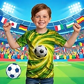 cheap Boy's 3D Sports &amp; Game-Boys' 3D Graphic Football Soccer T Shirts T shirt Tee Short Sleeve 3D Print Summer Spring Sports Fashion Streetwear Kids 4-12 Years Crew Neck Casual Daily Outdoor Regular Fit