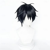 cheap Anime Wigs-Ocean Adventurer Short Black Spiky Anime Wig For Cosplay Party