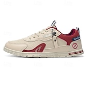 economico Scarpe Casual con Lacci-sneakers da uomo in similpelle beige: eleganti e traspiranti per uscite casual, viaggi e comfort quotidiano