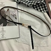 お買い得  ベルト-女性用 ベルトセット PUレザー メタルバック 幾何学模様 カジュアル 日常 祝日 ブラック ブラウン