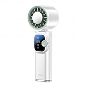cheap Handheld Fans-Handheld Fan with Cooling Plate, Portable Personal Fan, Digital Display 199 Speeds Adjustable, Foldable Mini Fan with Lanyard, High Speed Turbo Fan for Women Men Travel, Outdoor, Office