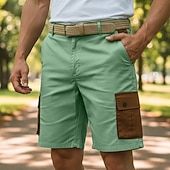 economico Vacanza-Per uomo Pantaloncini cargo Shorts Shorts di Lino Pantaloncini Estivi Patchwork Tasca Blocco di colori Comodità Traspirante Corto Casuale Quotidiano All'aperto Moda Designer Verde Cachi Inelastico