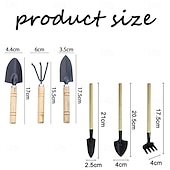 お買い得  植物ケアアクセサリー-ミニガーデニングツール6点セット 持ち運び可能な小型ガーデニングツール（ハンドル付き） シャベル、熊手、室内ガーデニング、植栽、花用ツール