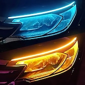 abordables Lampes néon led-2 pièces led drl voiture lumière diurne bande lumineuse flexible étanche auto phares frein flux tube lumière clignotant blanc jaune bleu 12v 30/45/60cm avec chauffeur