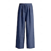 preiswerte Heim-Herren Leinenhosen Hose Sommerhose Kordelzug Elastischer Bund Gerader Schnitt Einfach Komfort Atmungsaktiv Volle Länge Lässig Täglich Ferien Urlaub Mode Schwarz Weiß Unelastisch