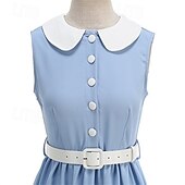 abordables Robes-1950s Retro Vintage Knee Length Dress Swing Dress Flare Dress Normal Sleeveless High Waist Solid Color Fit &amp; Flare Swing Turndown Fancy Dress Women's Event / Party Daily Wear Adults' Dress Belt