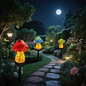 tanie Światła ścieżki i latarnie-Lampy ogrodowe z żywicy zasilane energią słoneczną, wodoodporne, oświetlenie ścieżek zewnętrznych, dekoracja ogrodu w stylu willi (1 szt.)