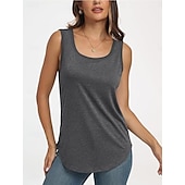 abordables Tanque Sencillo-Mujer Camiseta sin mangas Plano Moda Elegante Clásico Sin Mangas Cuello Barco Tops regulares Diario Noche Fin de semana Negro Blanco Verde Claro Rosa Vino Verano Primavera