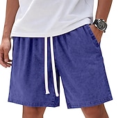 levne Neformální kraťasy-SoftFade™ Pánské šortky 100% bavlněné Casual šortky Kyselinově wash šortky Kapsa Elastický pas Praný Komfort Prodyšné Délka po kolena Casual Outdoor Pláž Dovolená Móda Námořnická modrá Červená