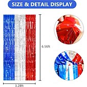 billiga U.S. 250-årsjubileum-2-pack patriotiska glitterfoliefransgardiner, röda vita och blå 4 juli-dekorationer för självständighetsdagen, bakgrund för fotobås, metalliska dörrstrippar till fest, Memorial Day, Labor Day