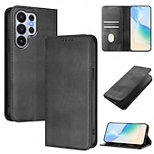 baratos 2026 Samsung Galaxy S26 Série-telefone Capinha Para Samsung Galaxy S26 S26 Ultra Plus Capa para Cartão Wallet Com Suporte Suporte para carregamento sem fio Slot para cartão Retro TPU Couro PU
