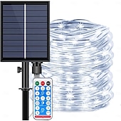 olcso Napelemes-100 m-es kültéri napelemes fényfüzér, 1000 LED, IP65 vízálló, 31 V-os napelem &amp;USB-ről tölthető, 8 funkciós távirányítóval, dekoratív LED-es lámpák kertbe, teraszra, medencébe, esküvőre, partira