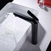 Недорогие Смесители для раковины в ванной-Классический однорычажный смеситель для раковины в ванной комнате с гальваническим покрытием, однорычажный, с одним отверстием, черного цвета.