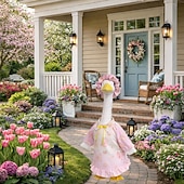 cheap Porch Goose Outfits-Pink Butterfly Porch Goose Outfit with Bonnet, Ruffled Goose Clothes for 23-25" Concrete Garden Goose Statue, Spring Summer Outdoor Yard Decor, Outfit Only, Goose Not Included
