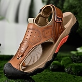 baratos sandálias de exterior-Sandálias masculinas marrons estilo pescador, com bico fechado, ideais para caminhadas ao ar livre, respiráveis e confortáveis, perfeitas para viagens, trilhas, férias de verão, momentos de lazer ao ar livre e uso casual no dia a dia.