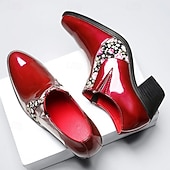 Χαμηλού Κόστους Μπαλαρίνες-ανδρικά κόκκινα επίσημα παπούτσια – κομψά παπούτσια oxford από τεχνητό δέρμα, γάμους και πάρτι, άνετα επίσημα παπούτσια