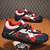 tanie Casualowe sneakersy-męskie buty sportowe typu adventure trail z wielokolorowymi paskami, oddychające i wytrzymałe, idealne na piesze wędrówki, sporty na świeżym powietrzu i do codziennego użytku