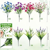  20 bunter kunstige blomster til utendørs dekorasjon falske silkeblomster UV-bestandige kunstige planter kunstige tusenfryd eukalyptus til vår sommer hage veranda vindu hjemdekor, blandet