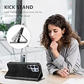 baratos 2026 Samsung Galaxy S26 Série-telefone Capinha Para Samsung Galaxy S26 S26 Ultra Plus Capa para Cartão Wallet Com Suporte Suporte para carregamento sem fio Slot para cartão Retro TPU Couro PU