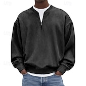 voordelige Basis Sweatshirts-Voor heren Sweatshirt Sweatshirt met kwartrits blauw Zwart Wit Lichtgroen Marineblauw Halve rits Effen Kwart ritssluiting Dagelijks Sport &amp; Outdoor Feestdagen Polyester Streetwear Basic Casual Lente