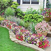  20 bunter kunstige blomster til utendørs dekorasjon falske silkeblomster UV-bestandige kunstige planter kunstige tusenfryd eukalyptus til vår sommer hage veranda vindu hjemdekor, blandet