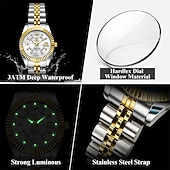 economico Orologi al quarzo-orologio da polso da donna di lusso, orologio da polso al quarzo da donna con cinturino in acciaio inossidabile bicolore oro argento e lunetta scanalata &amp;orologio elegante e impermeabile da donna,