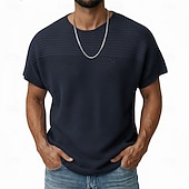 preiswerte Basic-T-Shirts-Herren Strick-T-Shirt T-Shirt Kurzarm Kurze Ärmel Rundhalsausschnitt Sommer Einfach Strickware Mode Täglich Ausgehöhlt Lässig Outdoor Streetwear Weiß Top T-Shirt für Herren