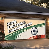 cheap Garage &amp; Door Banners-2026 Football Championship Soccer Ball Vintage Grunge Stripes Garage Door Banner Mural Outdoor House Yard Decor Sports Fan Celebration Backdrop Large Sign