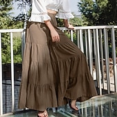 preiswerte weites Bein und hohe Taille-Damen Weites Bein Chinos Skort Urlaub Streetwear Lässig Volle Länge Mittlere Taillenlinie Einfach Elastischer Bund Komfort Atmungsaktiv Mikroelastisch Täglich Outdoor Streetwear Schwarz Grün Kaffee