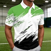 economico Polo geometrica da uomo-Per uomo Geometrico Linea Polo Manica Corta Magliette polo Camicie con Colletto Casual Athleisure Bottoni Estate Primavera Blu Viola Verde