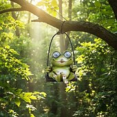billige Pathway Lights &amp; Lanterns-Utendørs solcelledrevet vanntett froskehuske harpiks hengende lykt, dekorative LED-lys for hage, terrasse, balkong, gårdsplass, sti, villa landskapsbelysning – 18x12x12,5cm