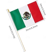 abordables Partido de Fútbol Mundial 2026-Paquete de 25 banderas pequeñas de México, mini banderas mexicanas portátiles en palo de 5 x 8 pulgadas para partidos de la Copa Mundial de Fútbol de verano, eventos deportivos, decoraciones de fiesta