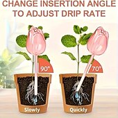 abordables Arrosage et irrigation-Lot de 6 arroseurs automatiques roses pour tulipes, système d'arrosage automatique pour plantes en pot, plantes d'intérieur, semis, jardins extérieurs, pelouses et parterres de fleurs.