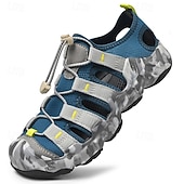ieftine Sandale casual-Sandale de drumeție albastre pentru bărbați, cu model camuflaj, cu baretă de închidere rapidă, rezistente și confortabile, perfecte pentru sporturi în aer liber și excursii de aventură